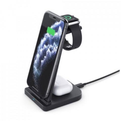 Бездротова зарядка стенд Smart 3 in 1 Fast 15W W1 (black) Бездротова зарядка стенд Smart 3 in 1 Fast 15W W1 (black)